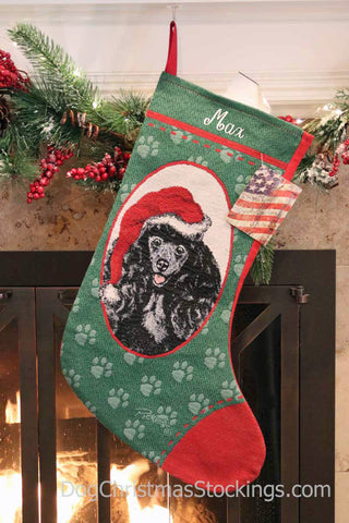 Poodle Black Personalized Christmas Stocking