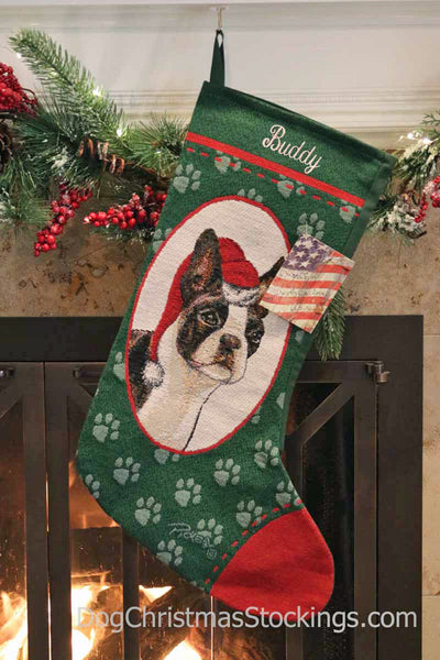 Boston Terrier Personalized Christmas Stocking