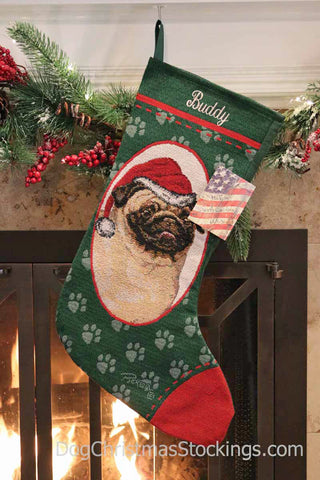 Pug Personalized Christmas Stocking