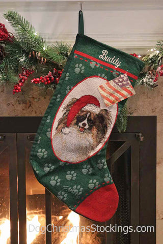 Papillon Personalized Christmas Stocking