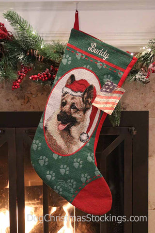 German Shepherd Personalized Christmas Stocking